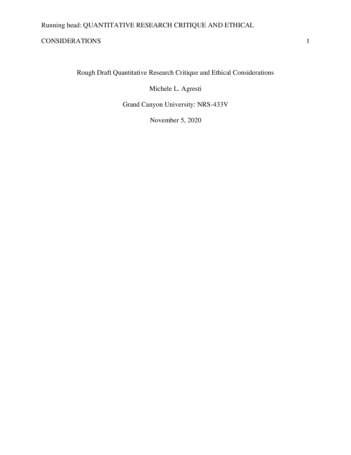 Preview image of NRS 433V Week 3 Assignment, Rough Draft Quantitative Research Critique and Ethical Considerations document